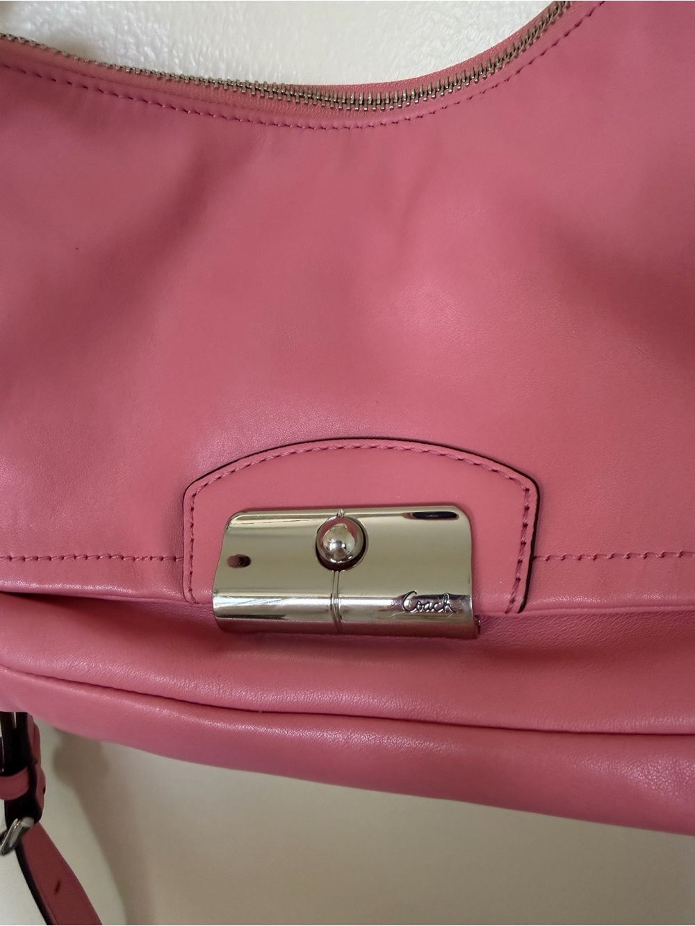 COACH Kristin Vintage Pink Leather Shoulder Crossbody Hobo Bag Purse F22308 - Picture 5 of 16